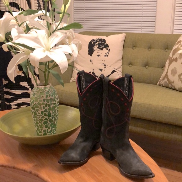 Larry Mahan Grey Suede Western Boots Women’s 6 - Picture 15 of 15